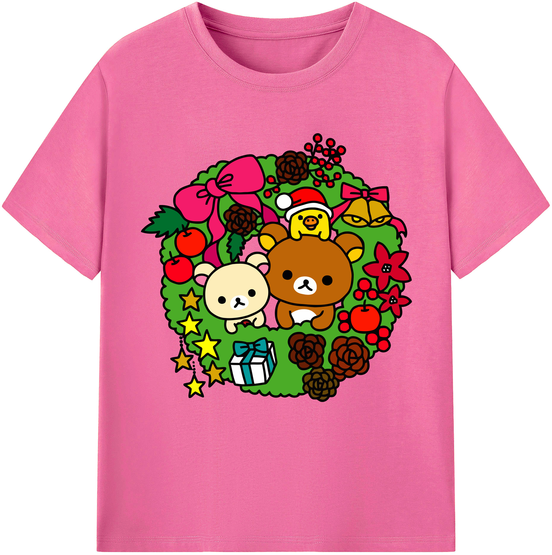 （画像用） リラックマ リラックマ キイロイトリ Rilakkuma Korilakkuma Kiiroitori レディースカジュアルプリントTシャツ（綿100％）